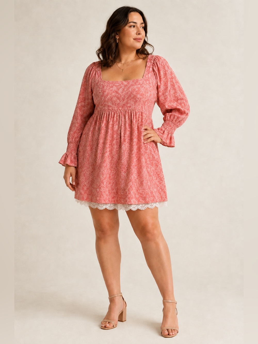 Pilcro x Anthropologie | Pink Floral Babydoll Mini Dress - Size 2X